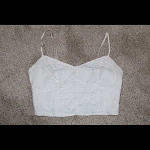 White floral lace tank crop top